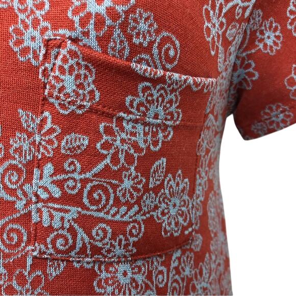 LuLaRoe Simply Comfortable Red Turquoise Print Dress Short Sleeve Scoop Neck XXS - Picture 3 of 16